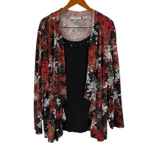 Sag Harbor Stretch Blouse Size 3X Beaded Sequins Abstract Evening Formal Tiered